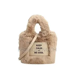 Faux Fur Mini Tote Bag - Beige / Khaki Teddy Crossbody Bag