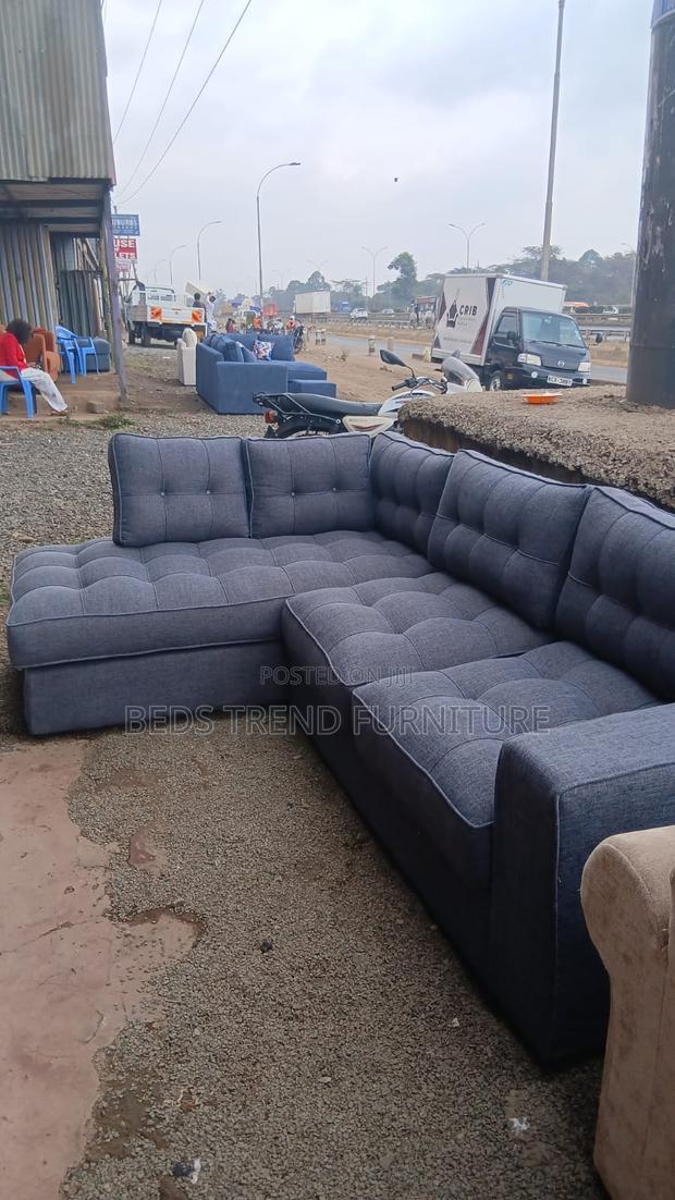 6-Seater L Seat Tufted Design Dark Grey Sofa - thumbnail 2