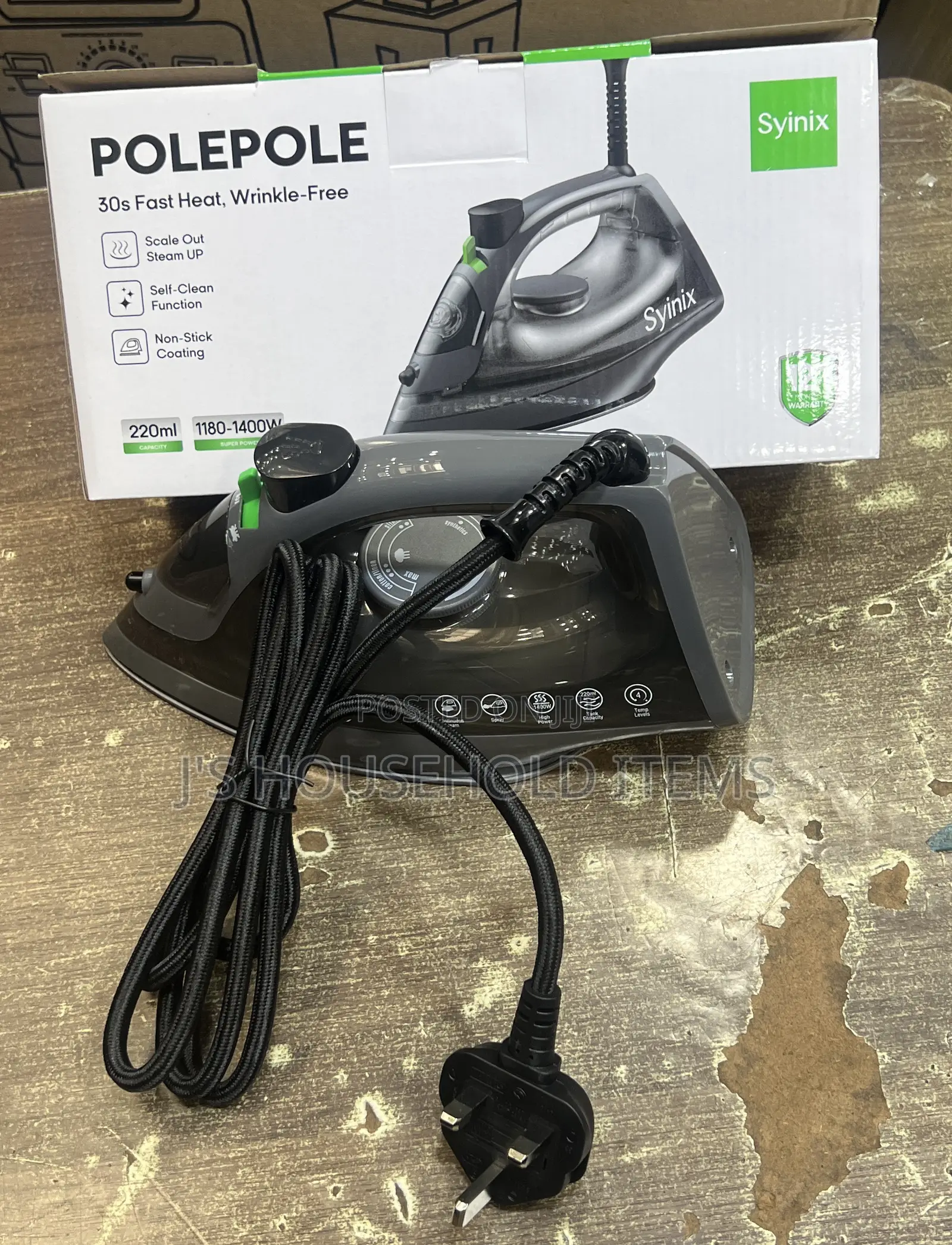 Syinix Steam Iron Box – Non-Stick Soleplate.