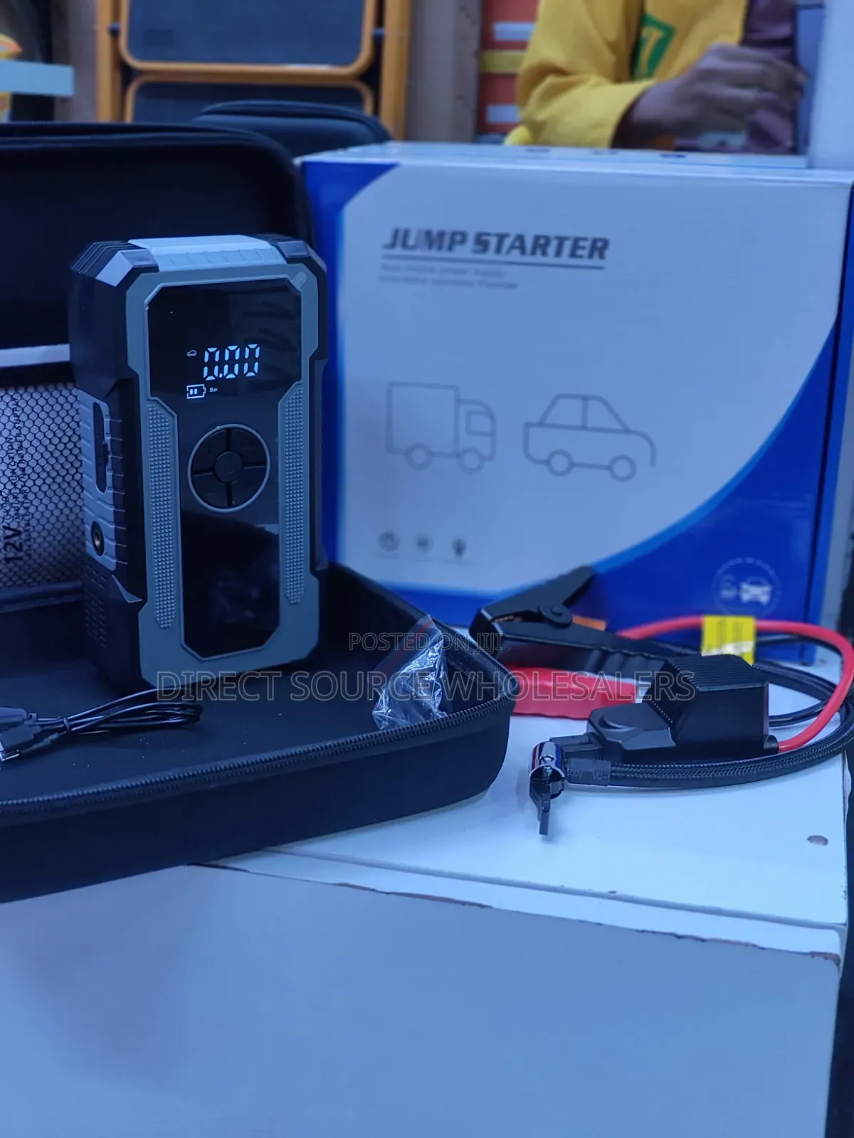 Never Get Stranded: 4-in-1 Smart Car Jump Starter Tire Inflator Pack