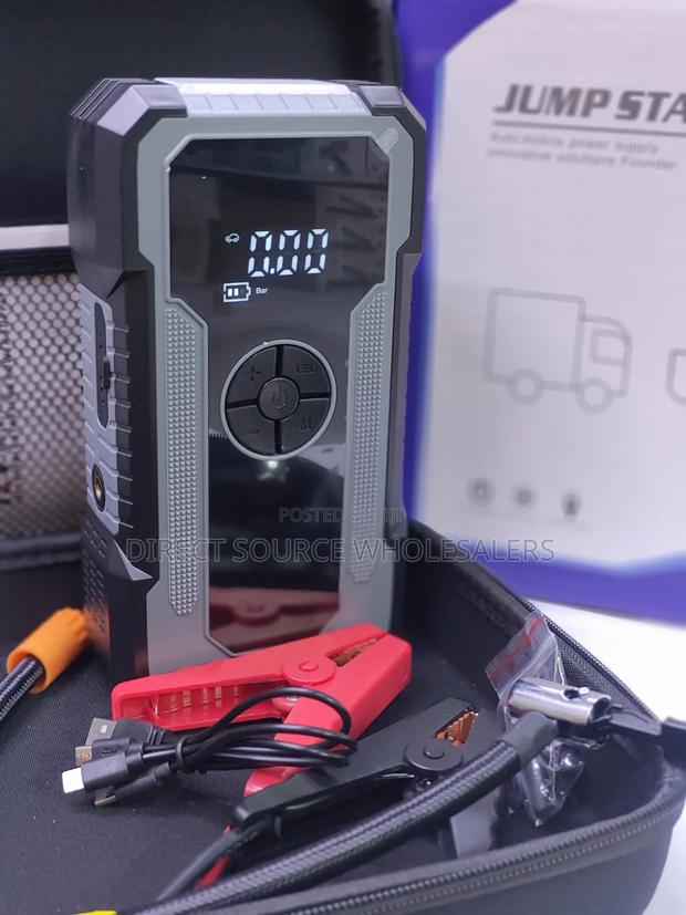 Never Get Stranded: 4-in-1 Smart Car Jump Starter Tire Inflator Pack