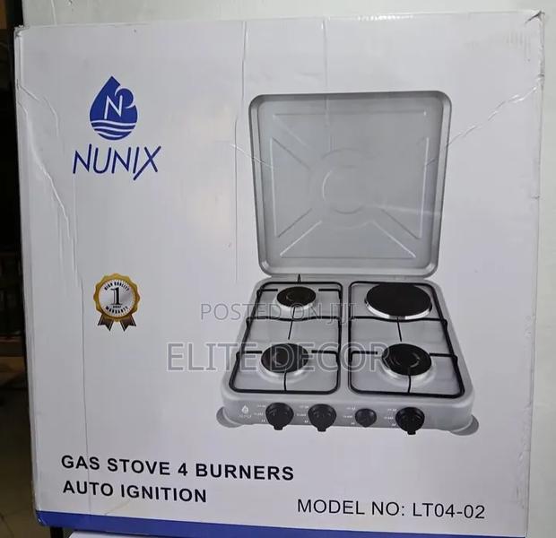 Nunix LT04-02 Table Top Cooker – 3 Gas Burners + 1 Electric Hot Plate