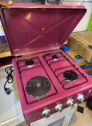 Nunix LT05B Table Top Cooker – 3 Gas Burners + 1 Electric Hot Plate