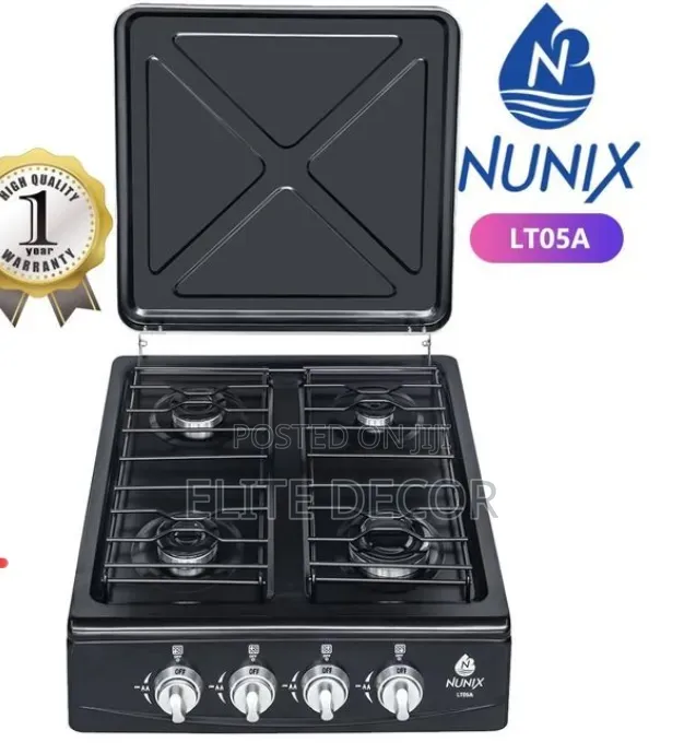 Nunix LT05A 4-Burner Table Top Gas Cooker – Black
