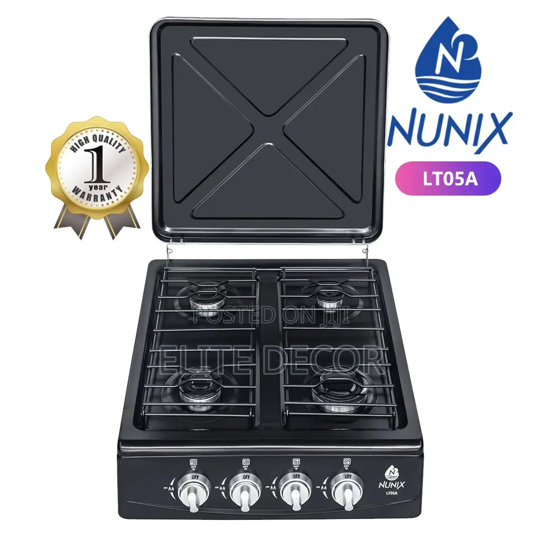 Nunix LT05A 4-Burner Table Top Gas Cooker – Black