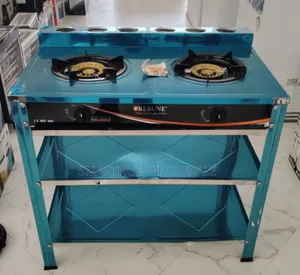 Heavy Duty Rebune Double Burner Standing Gas Stove With Shelves