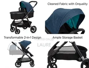 2-in-1 Evenflo Convertible Baby Stroller Bassinet – Teal / Dark Blue
