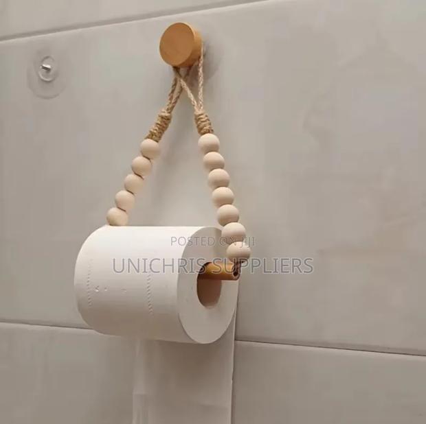 Hemp Rope Beaded Toilet Paper Holder