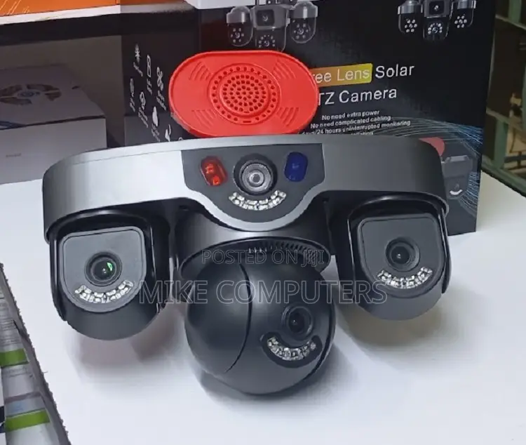 V380 Pro 6MP Triple Lens Outdoor Solar Powered Security Camera