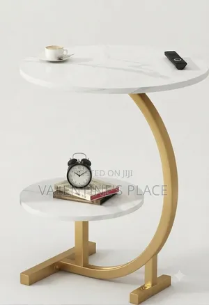 Modern C-Shape Marble-Top Accent Table - Versatile Living Room