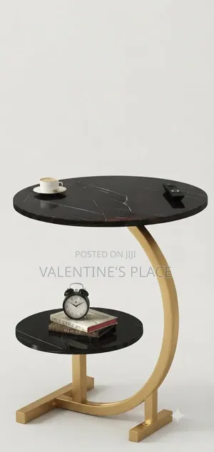 Modern C-Shape Marble-Top Accent Table - Versatile Living Room