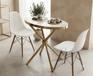 Modern Elegance: Oval Marble Gold Bistro Dining Set