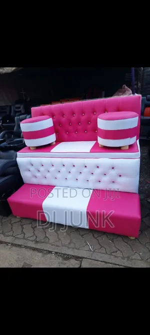 Pedicure Seat, 3 Seater Pink White