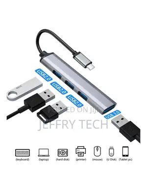 Aluminum USB C Hub With 4x USB Expander High-Speed