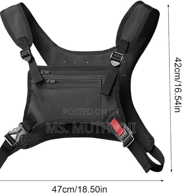 All Black Utility Chest Pack Running/ Hiking / Cycling Vest - thumbnail 2