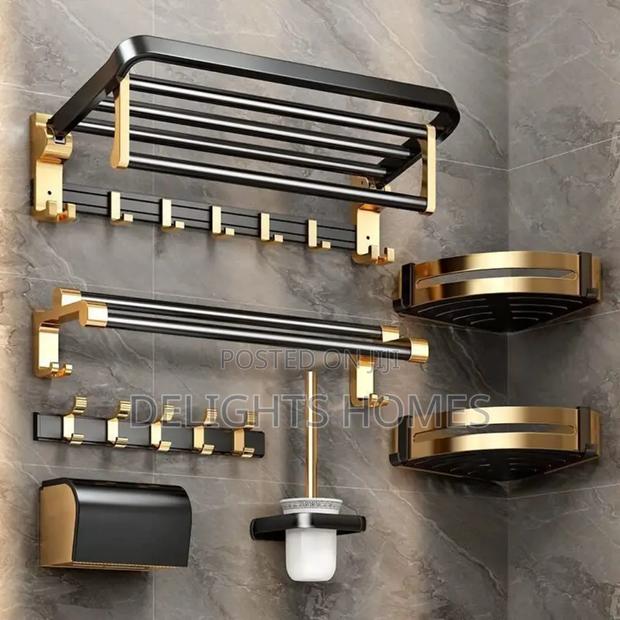 7pcs Aluminum Bath Towel Storage Rack Set-Elk