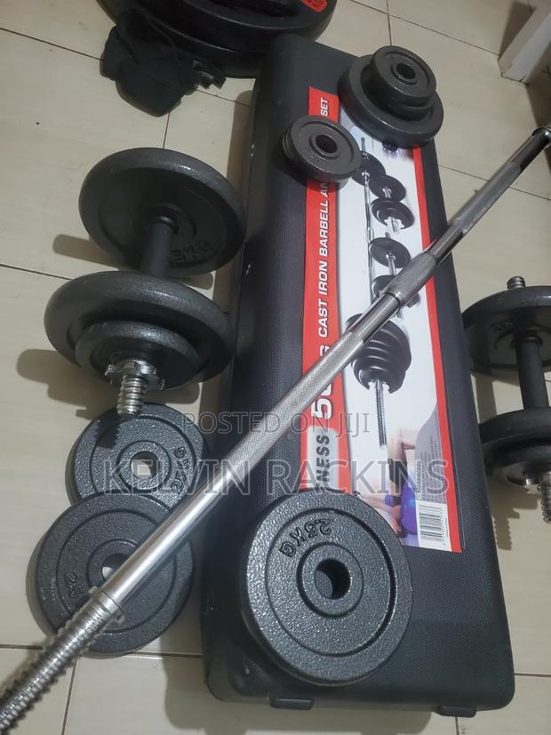 50kgs Cast Iron Barbell and Dumbell Set - thumbnail 4