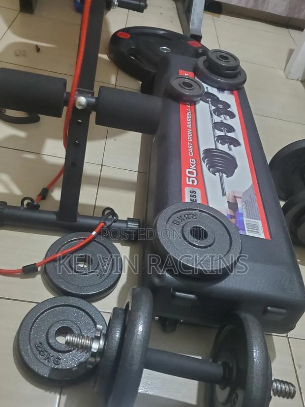 50kgs Cast Iron Barbell and Dumbell Set - thumbnail 7