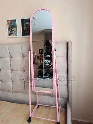 Pink Oval Cheval Mirror With Wheels