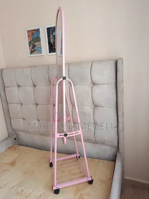Pink Oval Cheval Mirror With Wheels