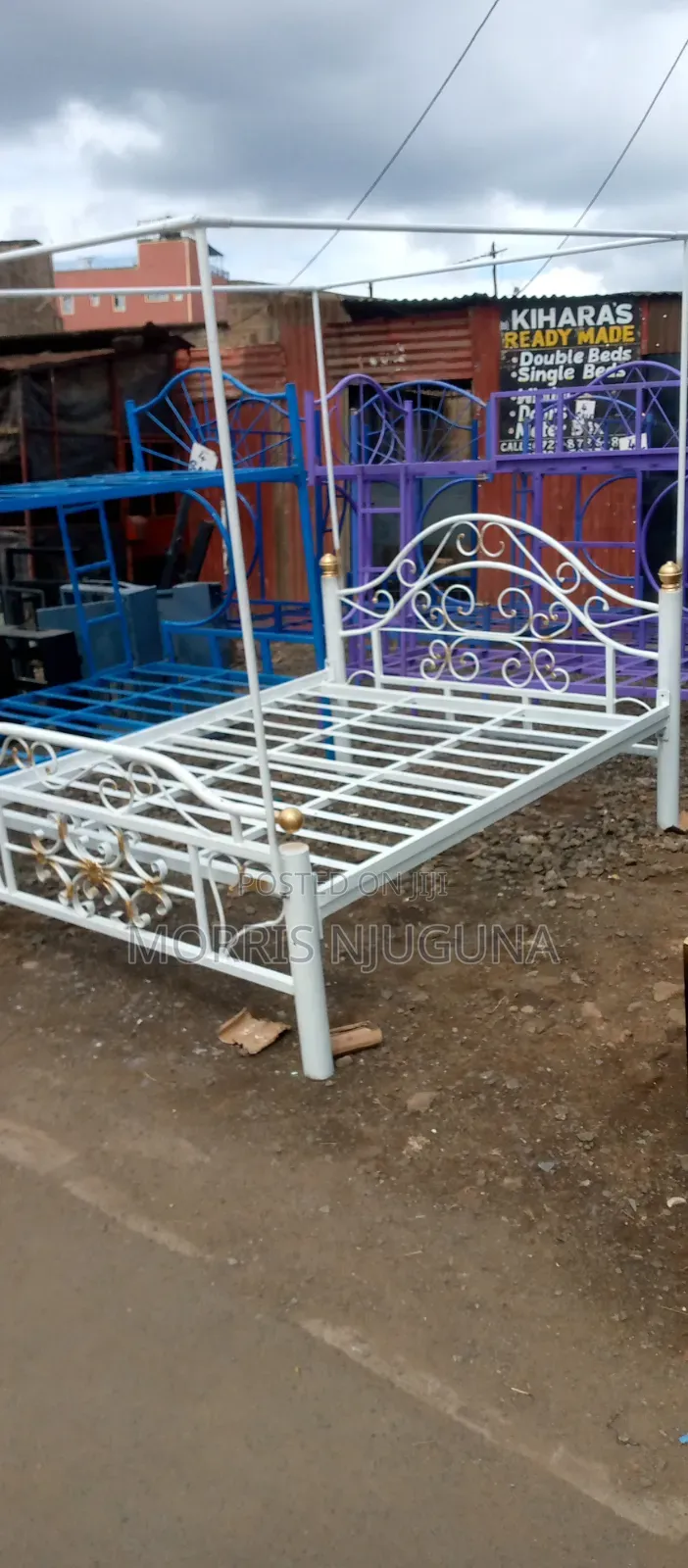 Metal Single Bed 5*6 Colour White