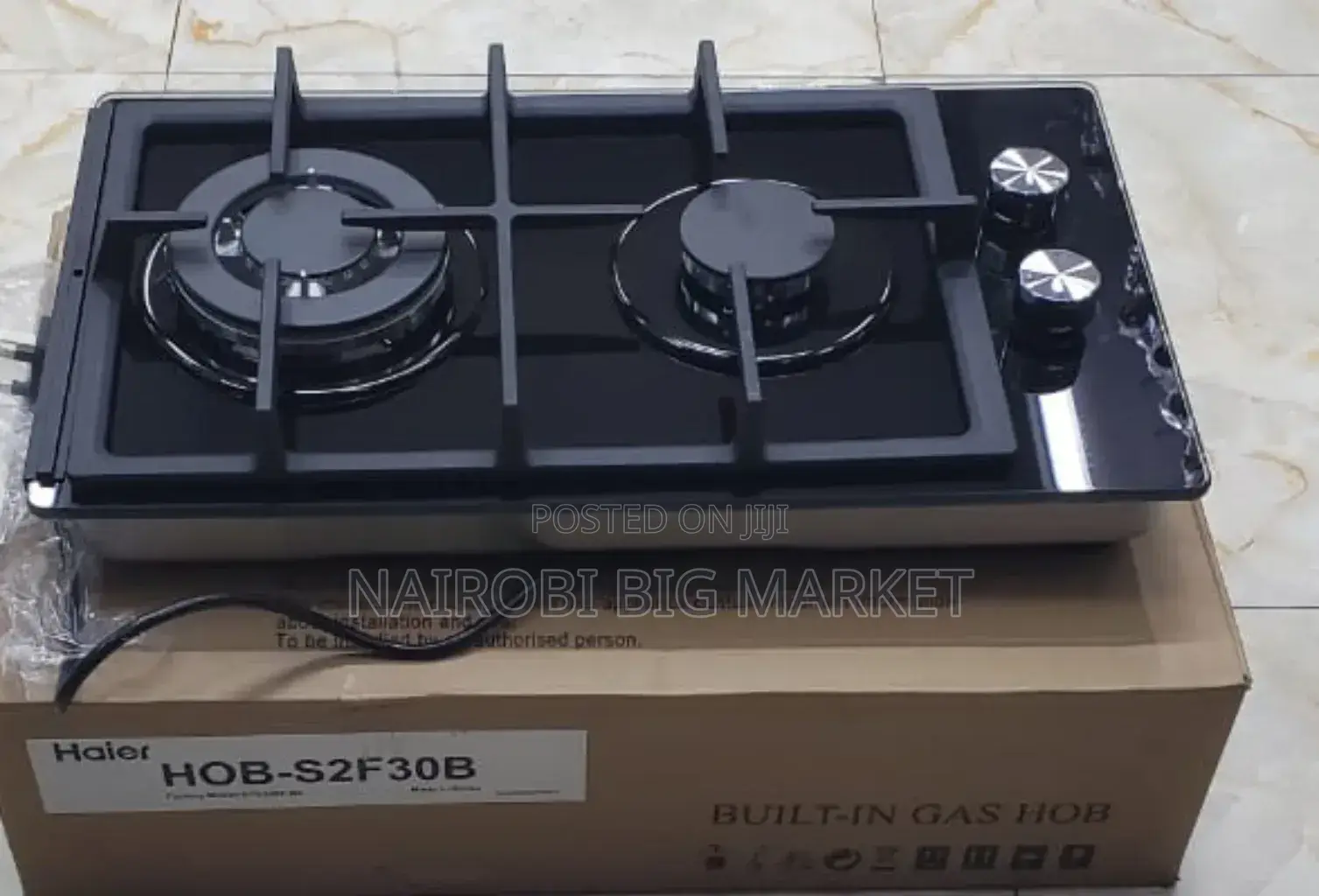 Haier Glass Inbuilt 2 Burner With Wok Burner Hob Cooker IB3