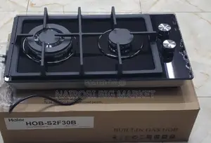 Haier Glass Inbuilt 2 Burner With Wok Burner Hob Cooker IB3
