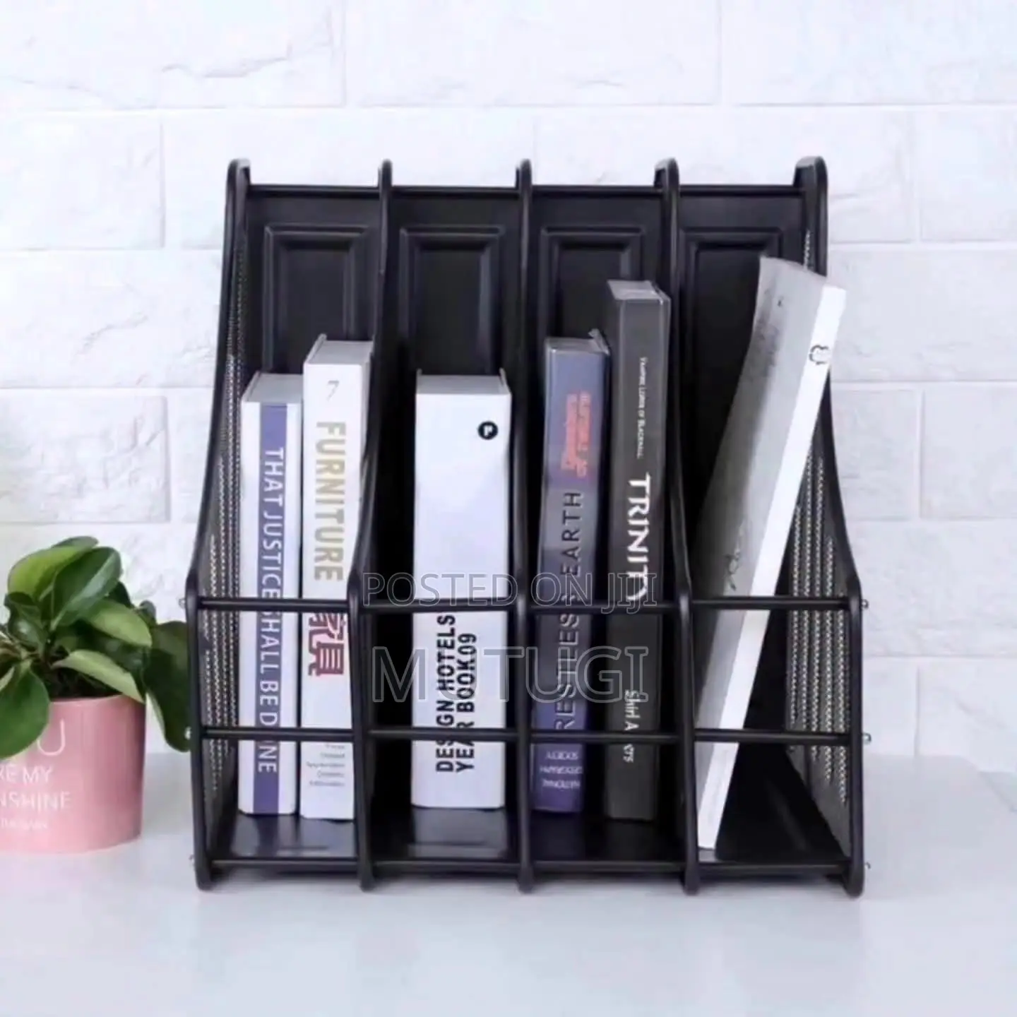 4 Slot Vertical Metallic Mesh Desk File Organizer