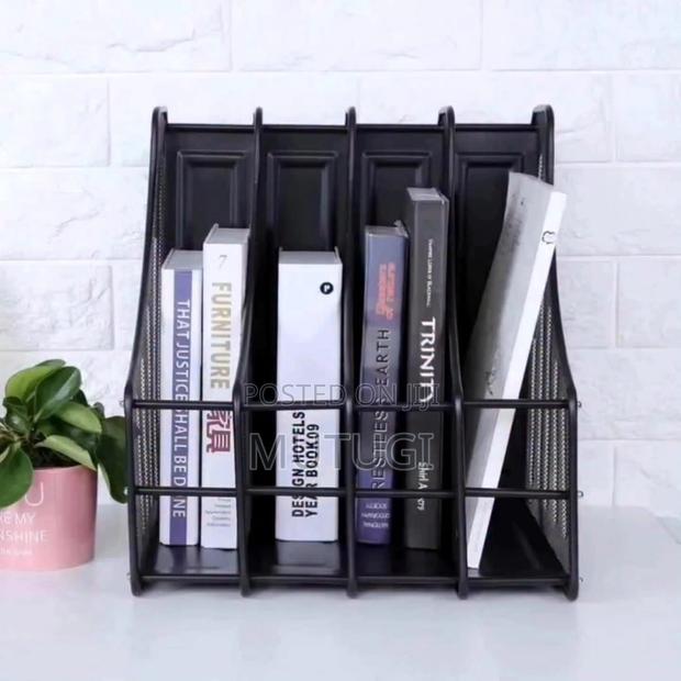 4 Slot Vertical Metallic Mesh Desk File Organizer