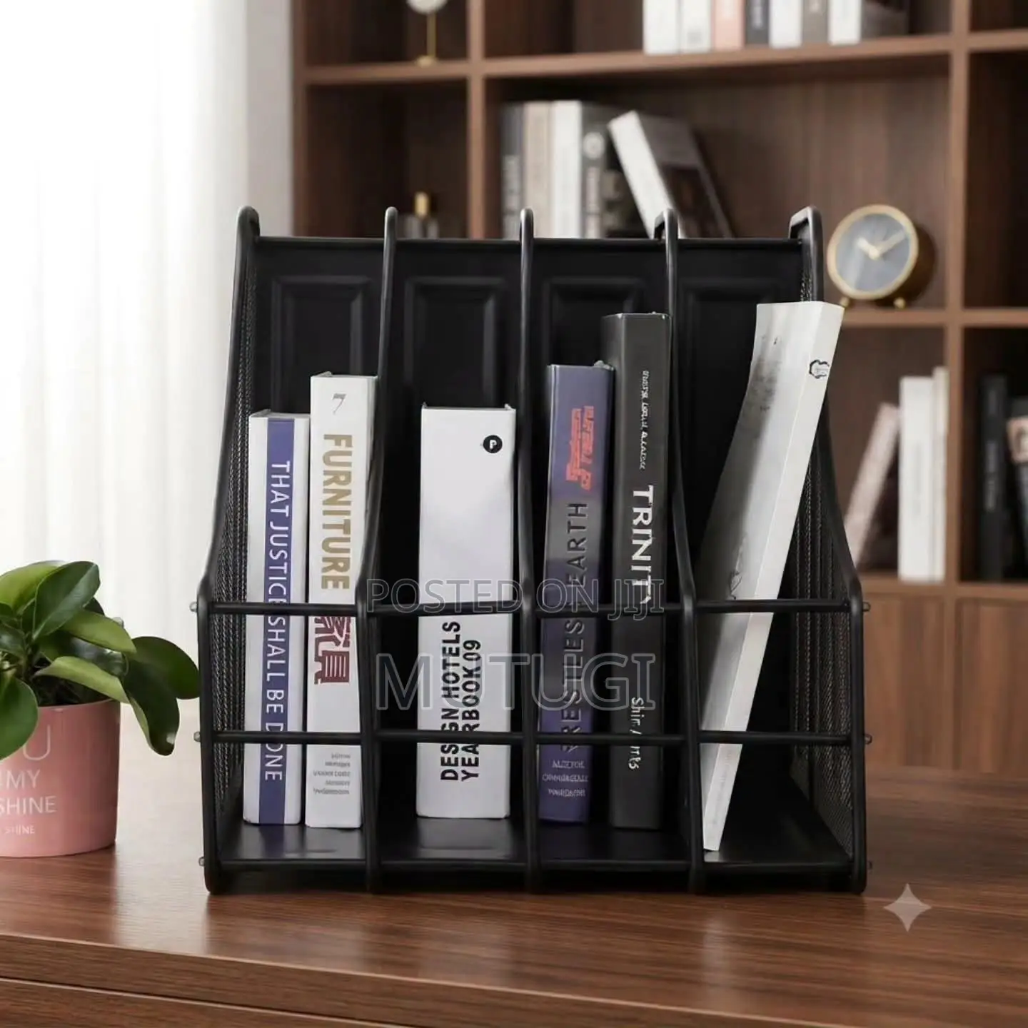 4 Slot Vertical Metallic Mesh Desk File Organizer