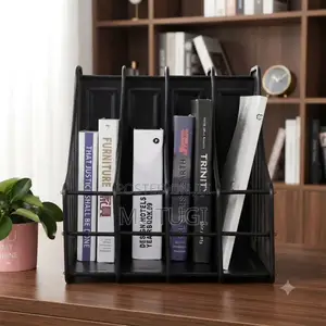 4 Slot Vertical Metallic Mesh Desk File Organizer