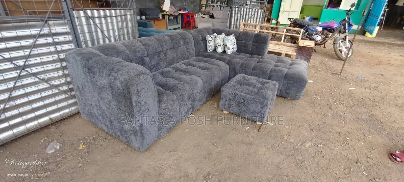 Dark Grey L-Shaped Sofa Set (Bubble Sofa in Nairobi)