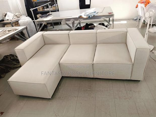 Cream L-Shaped Sofa Set - thumbnail 2