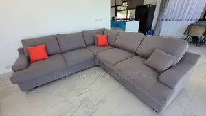 Grey L-Shaped Sectional Sofa 7-Seater