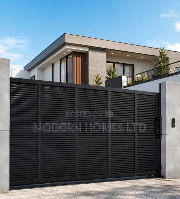 Beautiful Matte Black Sliding Gate - main view