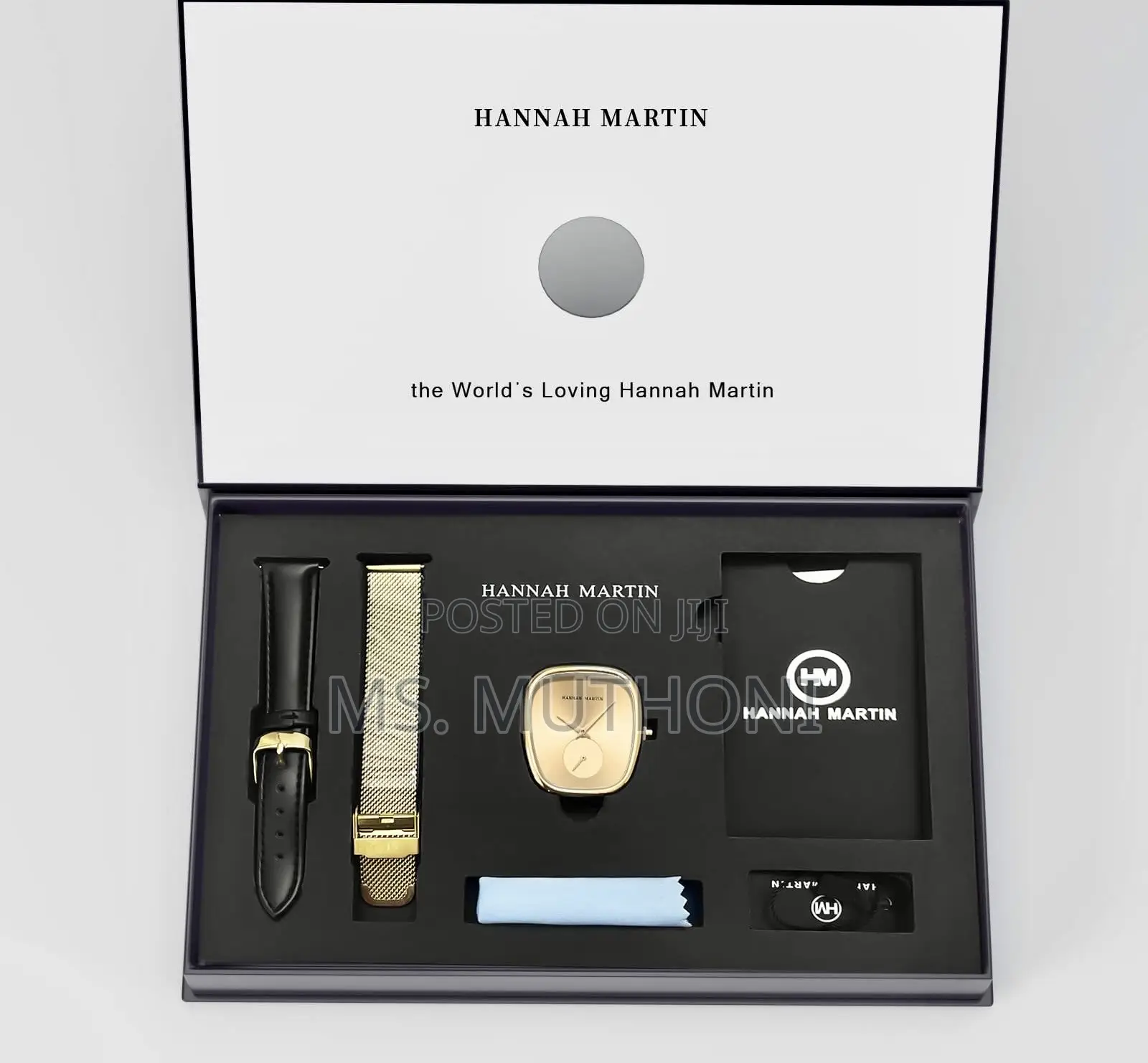 Hannah Martin Women's Curved Tonneau Watch Gift Set
