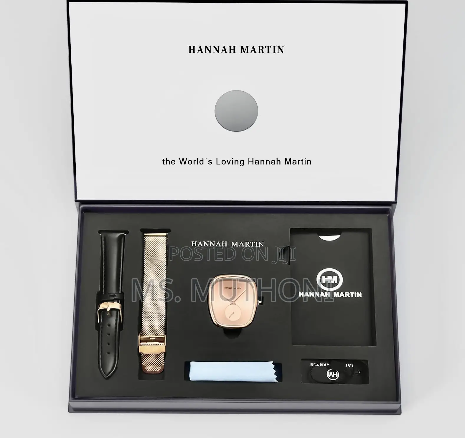 Hannah Martin Women's Curved Tonneau Watch Gift Set