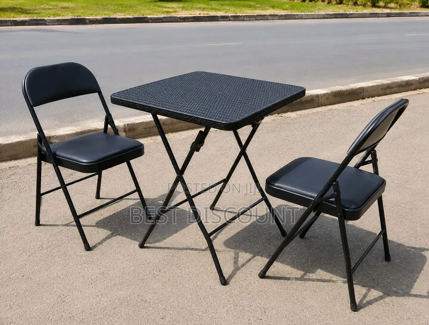 Foldable Chairs , Black Leather