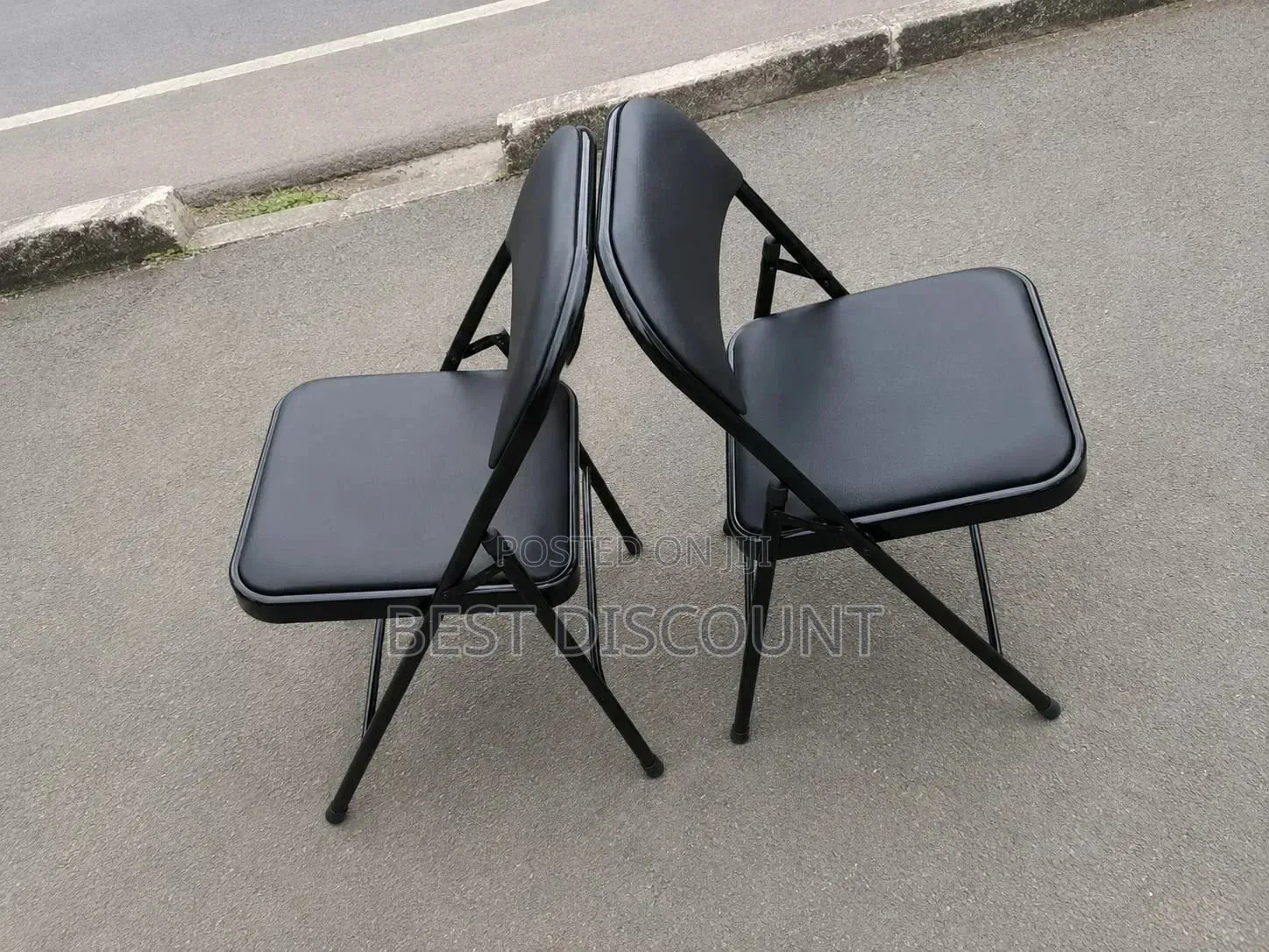 Foldable Chairs , Black Leather