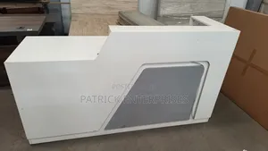 Imported Modern White Reception Desk With Lshaped Inner Working Space