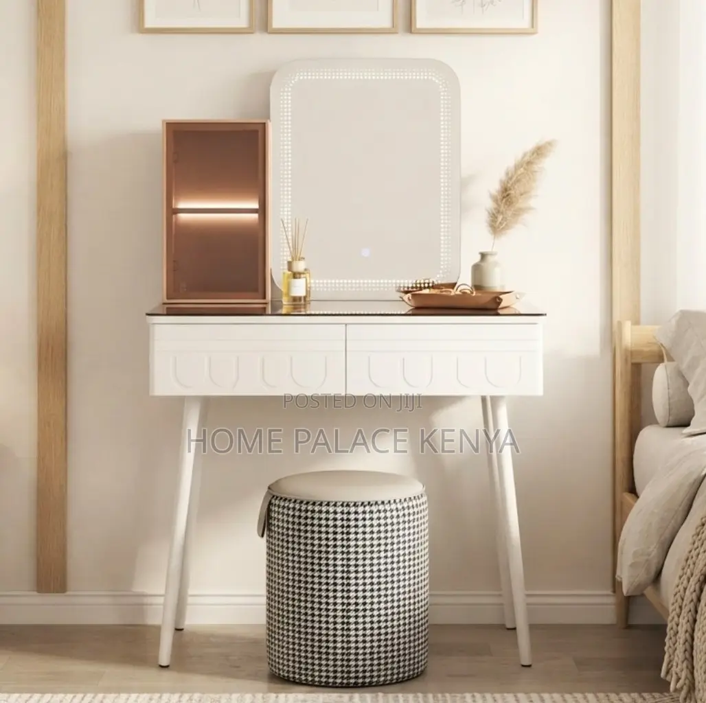 Vanity Table: Serenity White Dresser With Warm Light