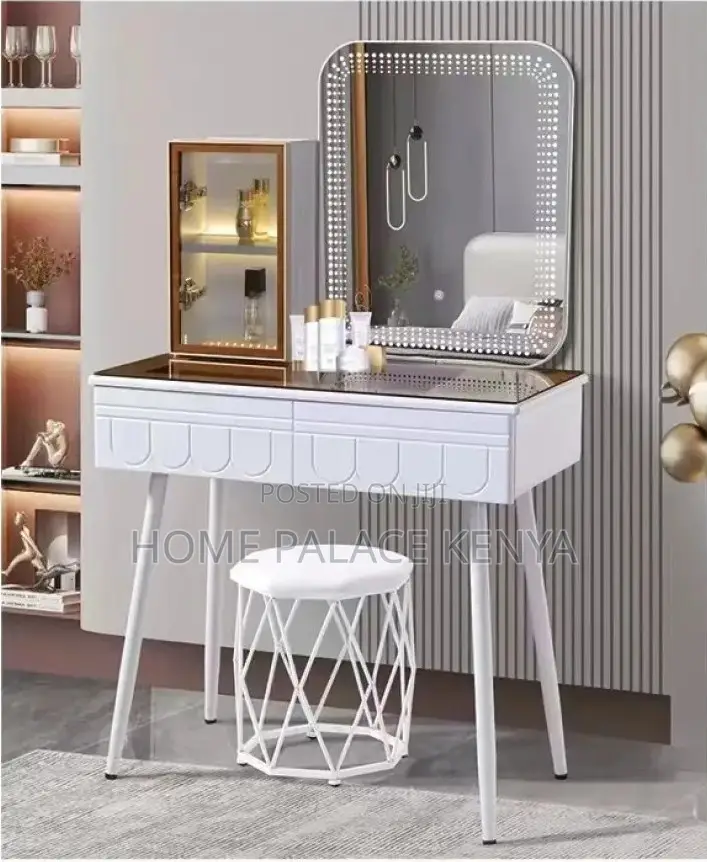 Vanity Table: Serenity White Dresser With Warm Light
