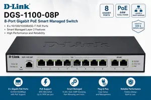 D-Link 8-Port Gigabit PoE Smart Managed Switch - DGS-1100-08P