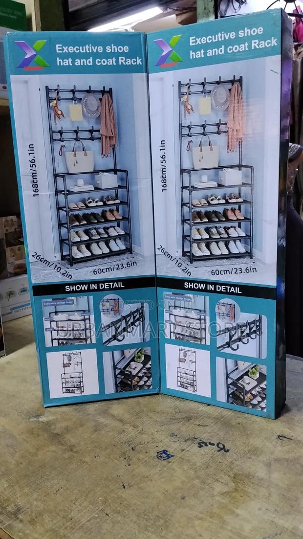 Space Saving Shoe Rack With Top Hooks - main view