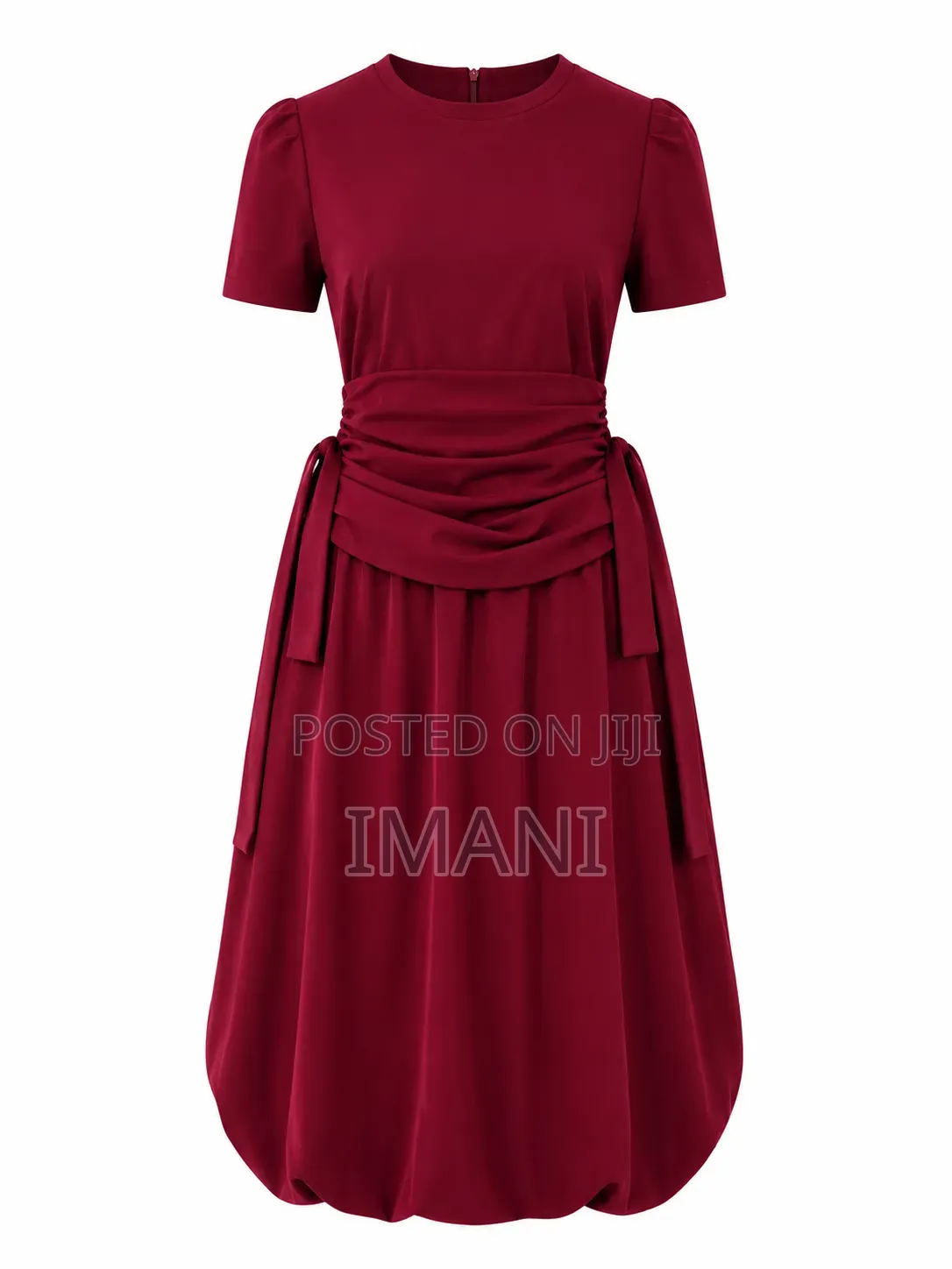 Burgundy Rutched Dress