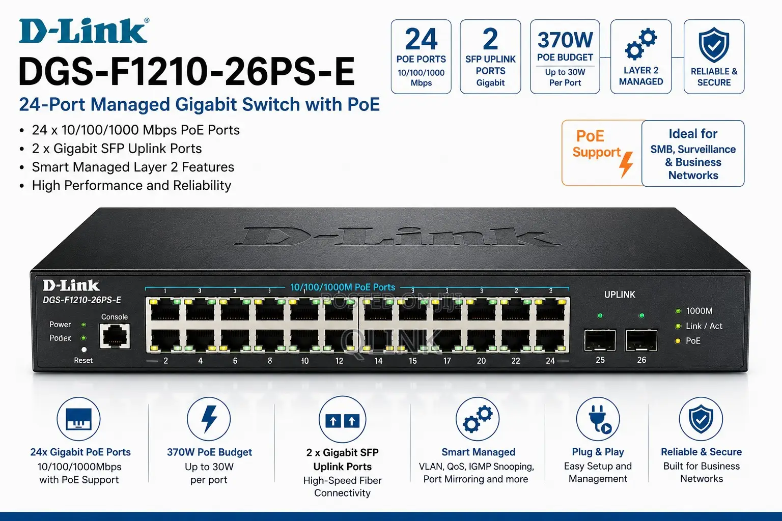 D-Link DGS-F1210-26PS-E - 24 Port Managed Gigabit Switch