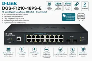 D-Link DGS-F1210-18PS-E 16-Port Gigabit PoE+ Smart Switch