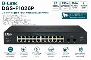 D-Link Upto 250 Meter Support 24-Port 1000Mbps PoE Switch