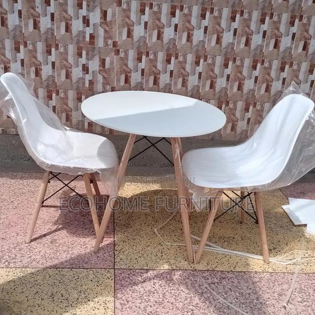 Modern 3-Piece Round Dining Set – White Table With Scandinavian Chairs - thumbnail 2