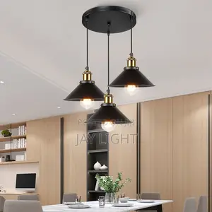 Restaurant Home Black Gold 3 Heads Ceiling Chandeliers